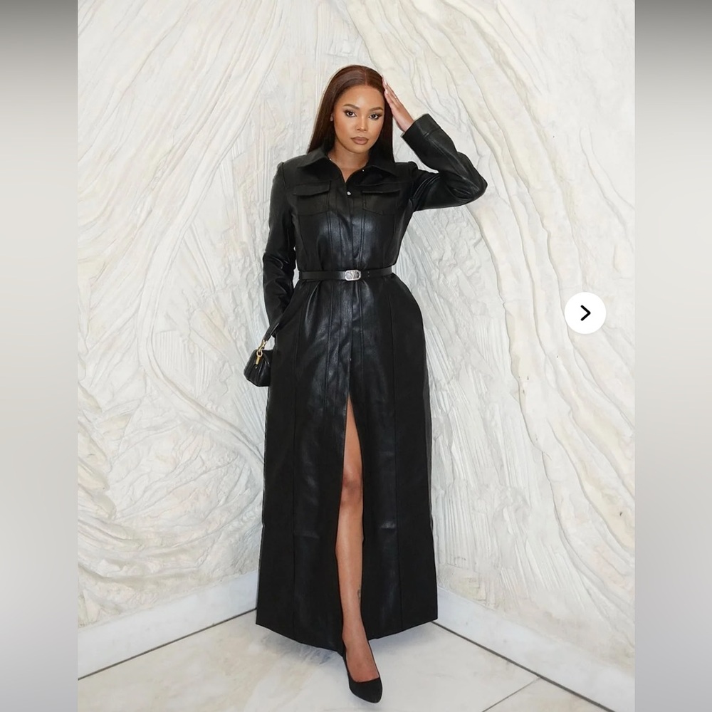 Fashion Nova Black Leather Jacket Dress